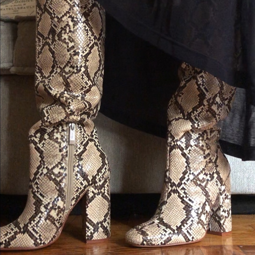 Snakeskin Knee High Boots